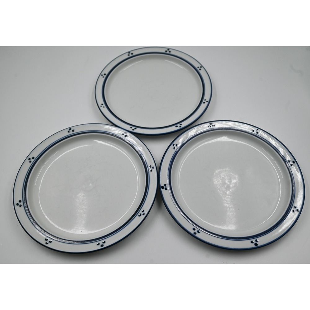 Dansk Bistro Fredricksborg Blue Rimmed Soup Bowl & 3 Salad Plates Japan